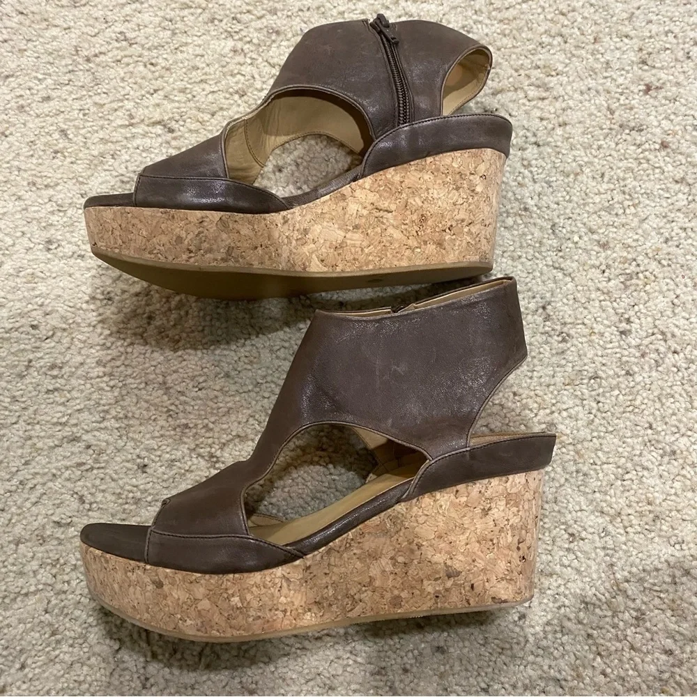 Coclico Mosaic Cork Wedge Sandals Size 38 / 7.5 Brown